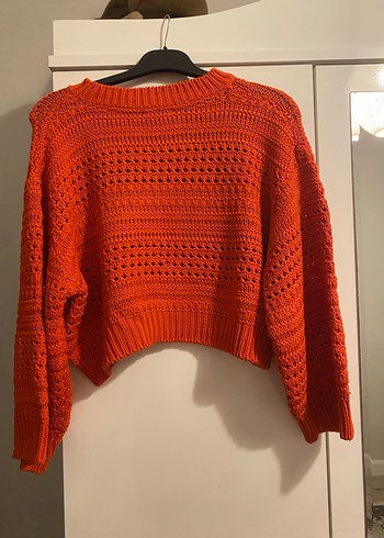 Kırmızı Örgü Kadın Triko Kazak - Görsel 3