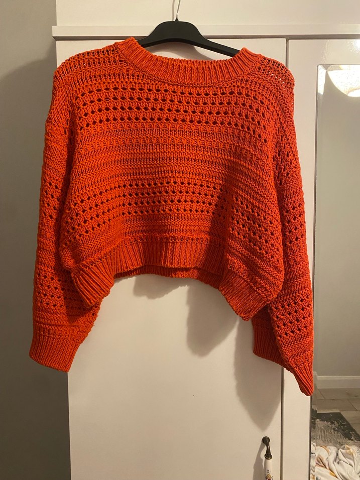 Kırmızı Örgü Kadın Triko Kazak - Görsel 2