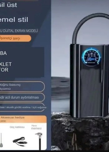 SiyahOto kompresör lastik şişirici hava pompası - Görsel 5