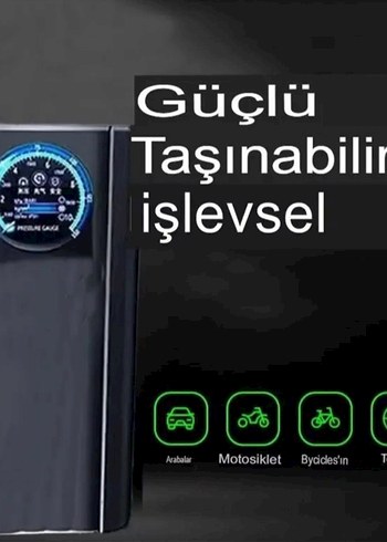 SiyahOto kompresör lastik şişirici hava pompası - Görsel 2