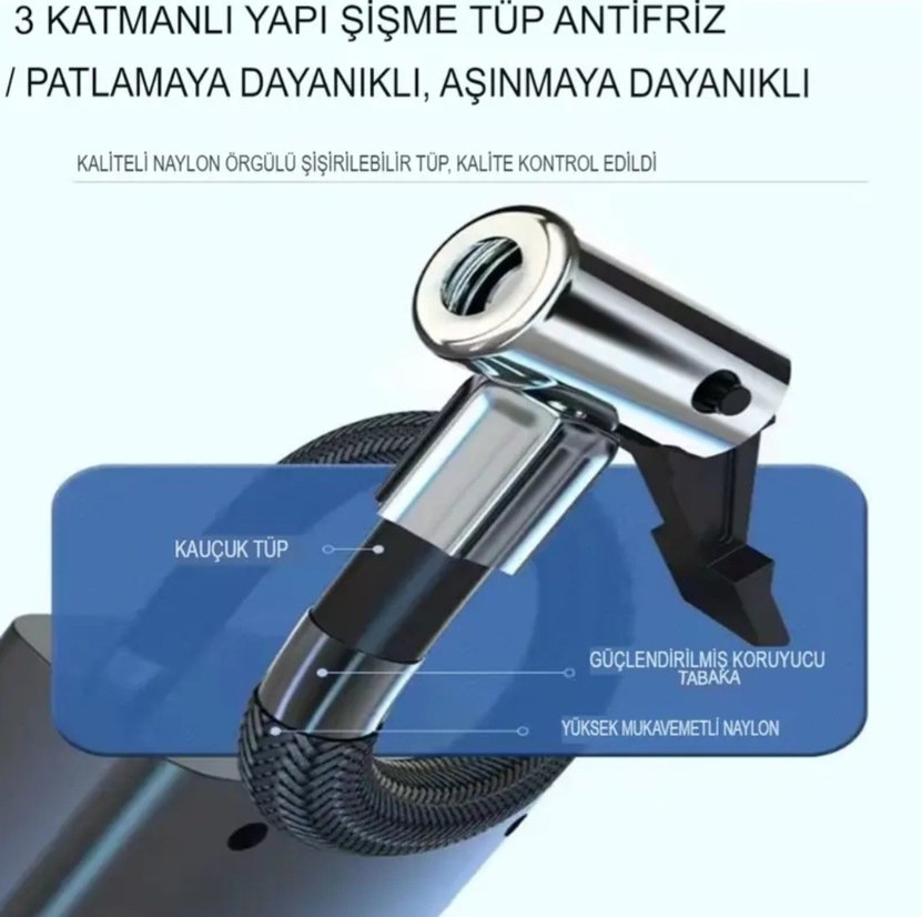 SiyahOto kompresör lastik şişirici hava pompası - Görsel 4