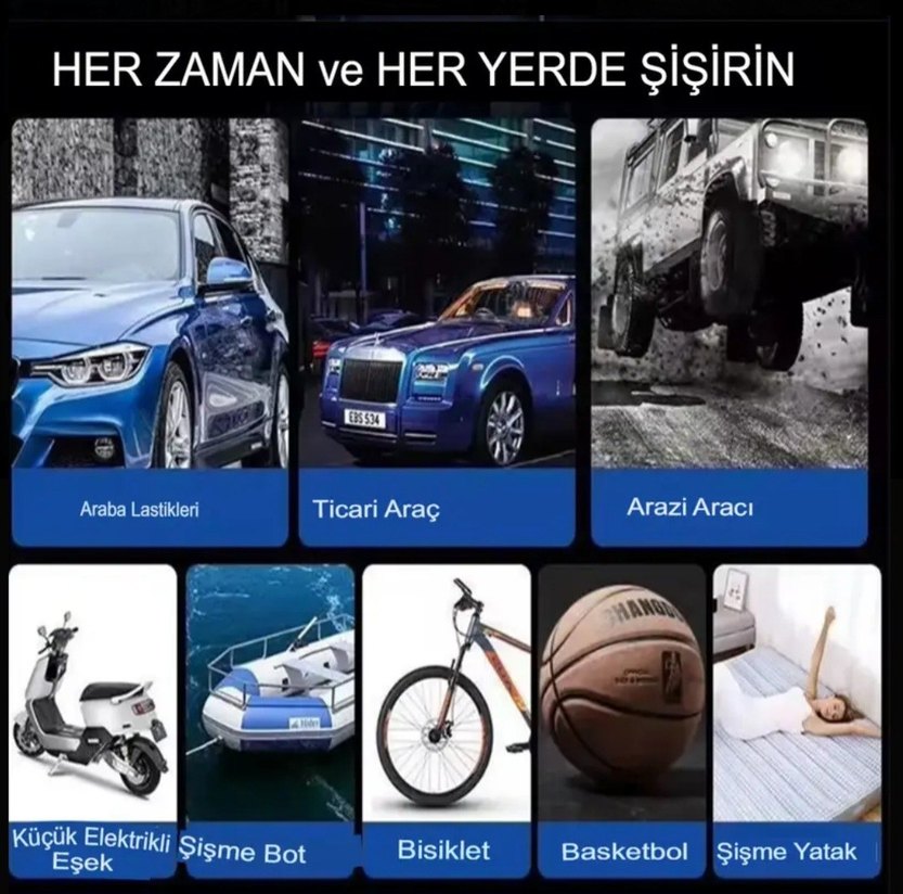 SiyahOto kompresör lastik şişirici hava pompası - Görsel 3