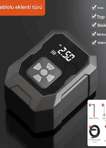 Akıllı 4000mAh Şarjlı Hava Pompası Kompresörü 150psi Araç Lastik - Görsel 4