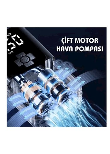 Akıllı 4000mAh Şarjlı Hava Pompası Kompresörü 150psi Araç Lastik - Görsel 8