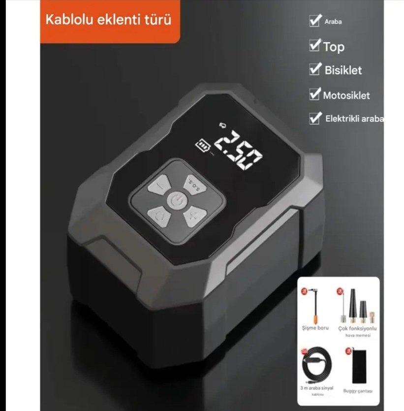 Akıllı 4000mAh Şarjlı Hava Pompası Kompresörü 150psi Araç Lastik - Görsel 4