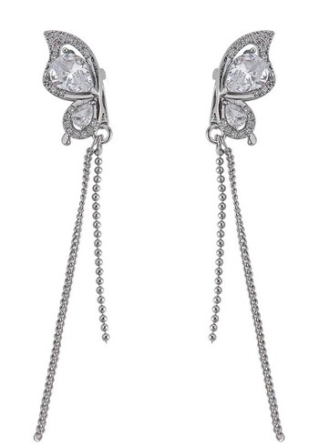 Zincir Detaylı Modern kelebek Kadın charm Küpeler - Görsel 2