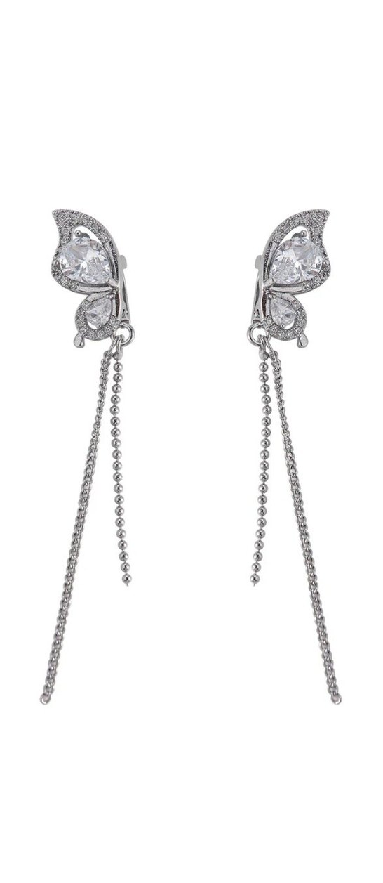 Zincir Detaylı Modern kelebek Kadın charm Küpeler - Görsel 2