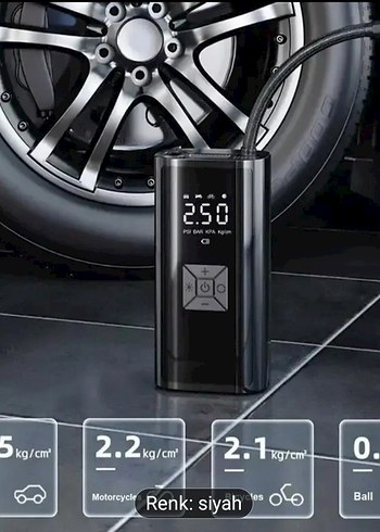 150psı Siyah Dijital oto kompresör el feneri Powerbank - Görsel 4