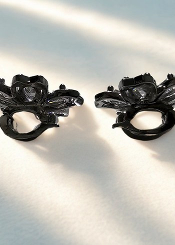 Mini Pul İşlemeli Çiçek Küpe charm seti - Görsel 3