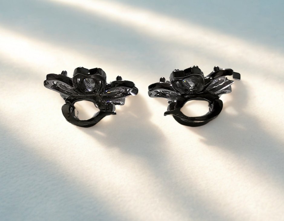 Mini Pul İşlemeli Çiçek Küpe charm seti - Görsel 3