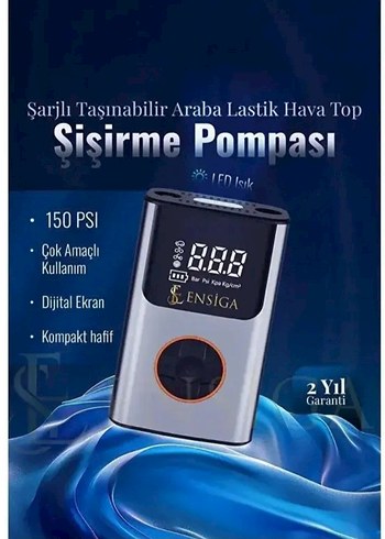 ENSIGA akıllı 4000mAh Şarjlı Hava Kompresörü - Görsel 2