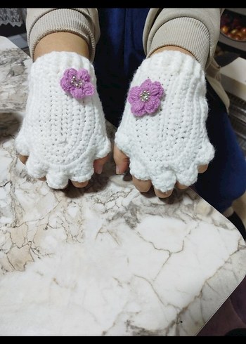 Bohem Mor Detaylı Kadın Örgü Eldiven - Görsel 4