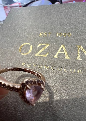 Pembe Kalp Taşlı Kadın Yüzük - Görsel 3