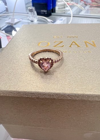 Pembe Kalp Taşlı Kadın Yüzük - Görsel 6