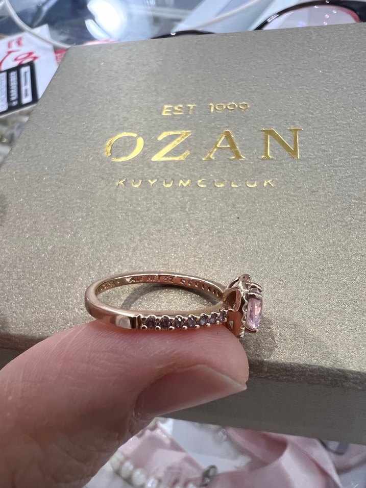 Pembe Kalp Taşlı Kadın Yüzük - Görsel 4