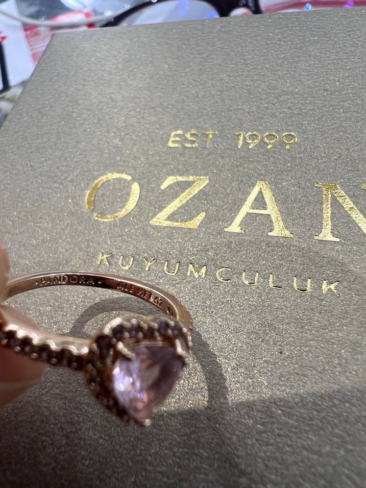 Pembe Kalp Taşlı Kadın Yüzük - Görsel 3