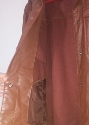 Düğmeli Kahverengi Deri Kadın Ceket - Görsel 2