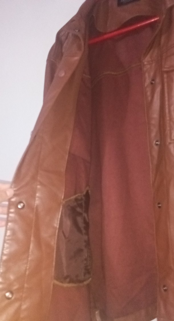 Düğmeli Kahverengi Deri Kadın Ceket - Görsel 2