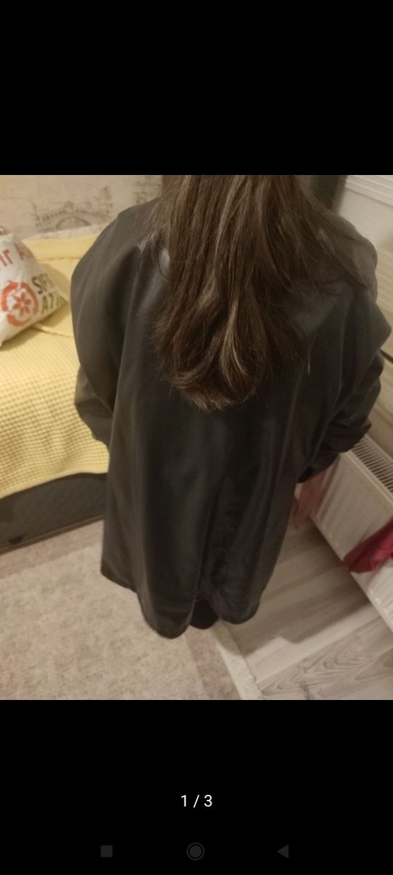 Siyah Deri Fermuarlı Salaş Kadın Ceket standart deri - Görsel 2