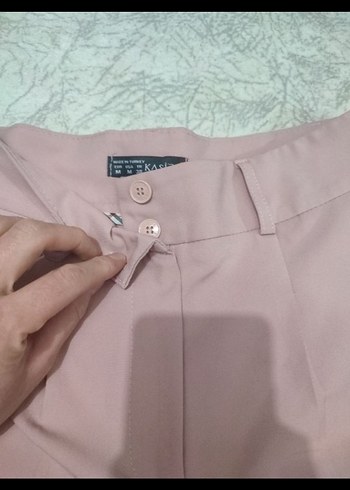 Pembe Pilili Kadın Kumaş Pantolon - Görsel 3