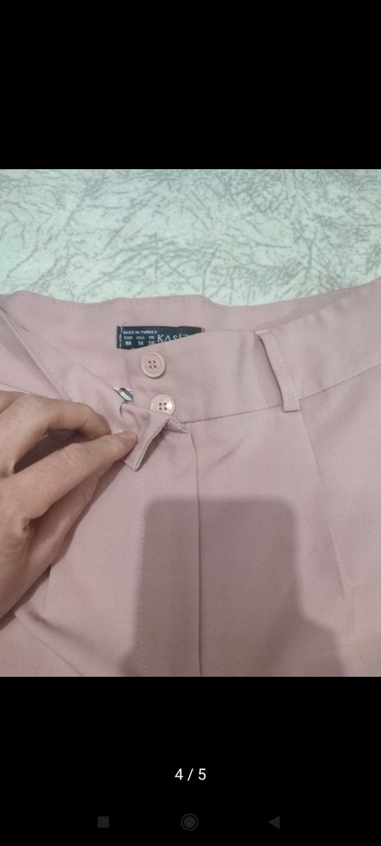 Pembe Pilili Kadın Kumaş Pantolon - Görsel 3