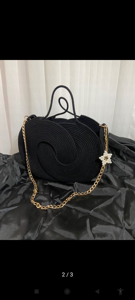 Siyah Zincir Detaylı Yılan Desenli Kadın Çanta - Görsel 2