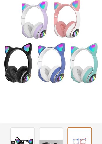 Renkli Kablosuz Kedi Kulaklıklı Kulaklık - Görsel 2