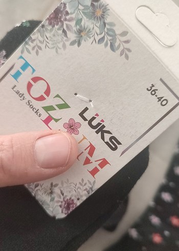 Kız Çocuk Siyah Pamuklu Desenli Çorap - Görsel 2