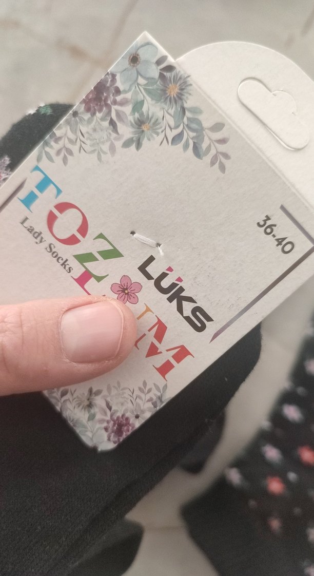 Kız Çocuk Siyah Pamuklu Desenli Çorap - Görsel 2