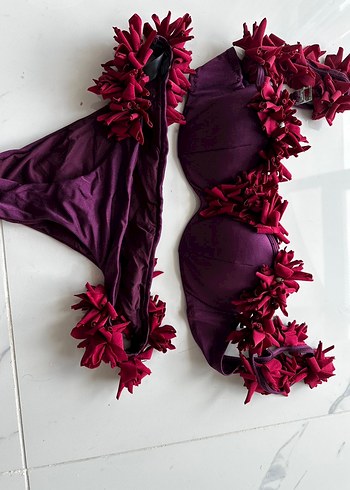 Bordo Drapeli Kadın Bikini Takımı - Görsel 2