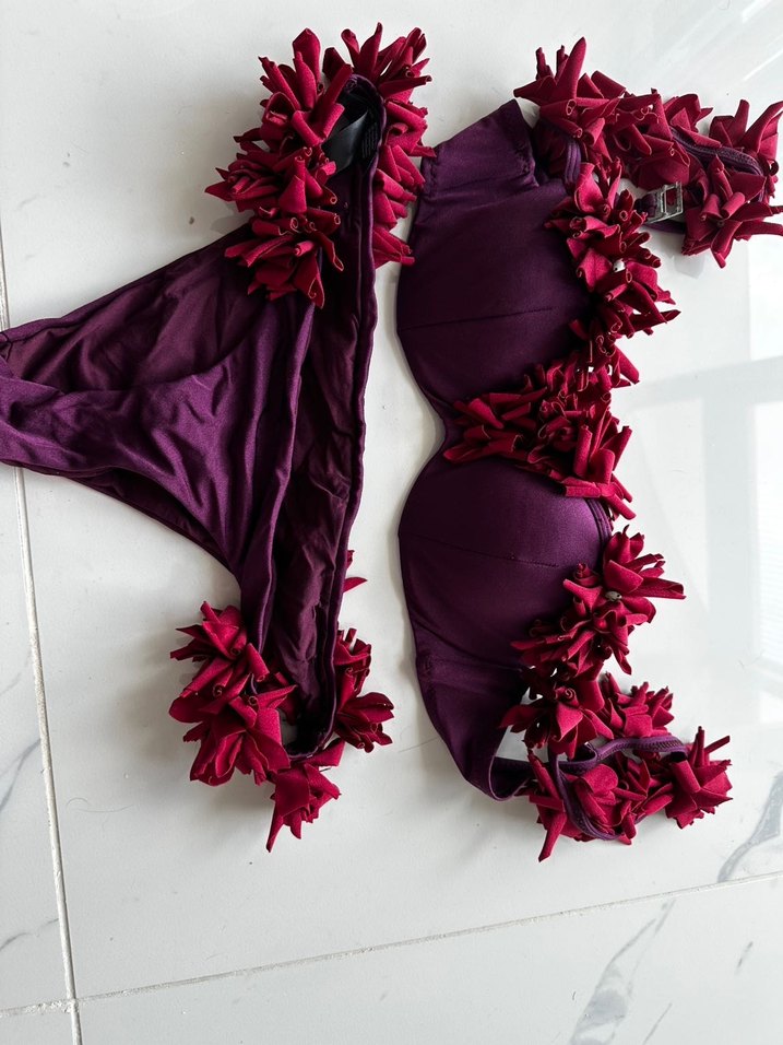 Bordo Drapeli Kadın Bikini Takımı - Görsel 2