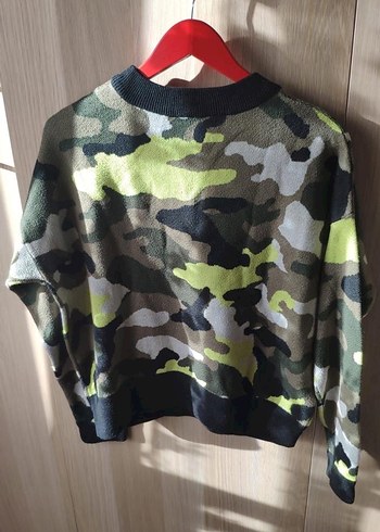 Kadın Kamuflaj Örgü Uzun Kollu Kazak - Görsel 2