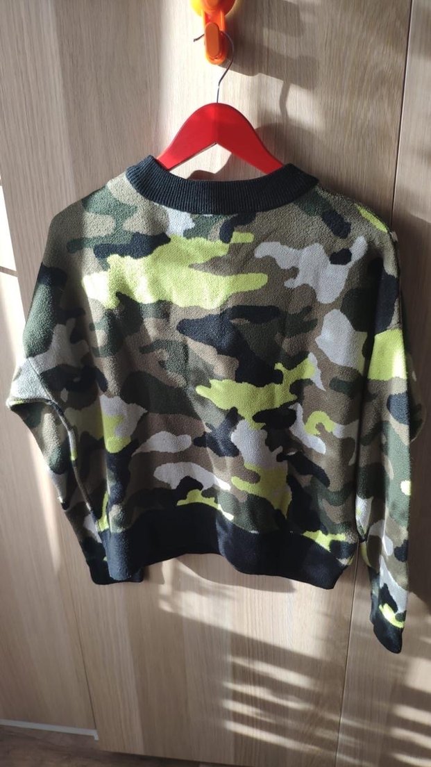 Kadın Kamuflaj Örgü Uzun Kollu Kazak - Görsel 2