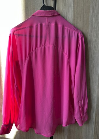 Pembe Uzun Kollu Düğmeli Kadın Gömlek - Görsel 4