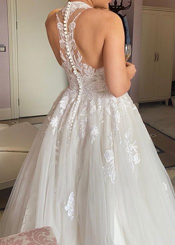 V Yaka A Kesim Uzun Gelinlik - Görsel 2