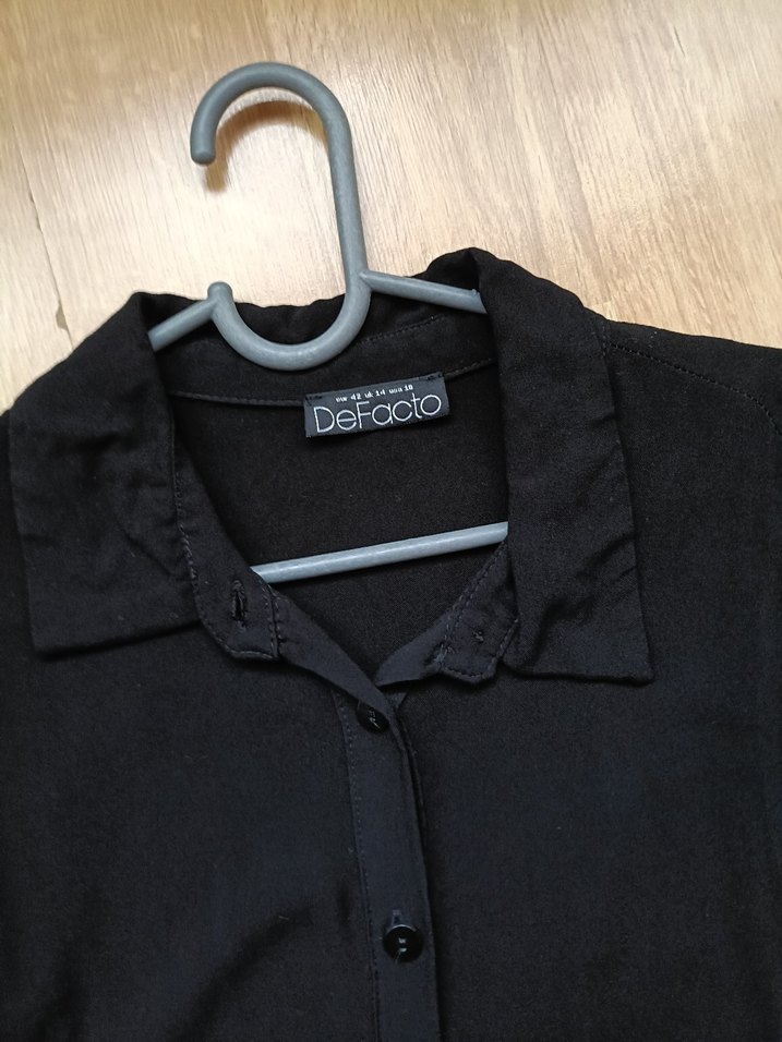 Siyah Uzun Kollu Düğmeli Uzun Elbise - Görsel 2