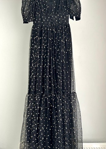 Siyah Uzun V Yaka Abiye Elbise - Görsel 2