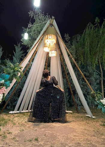 Siyah Uzun V Yaka Abiye Elbise - Görsel 12