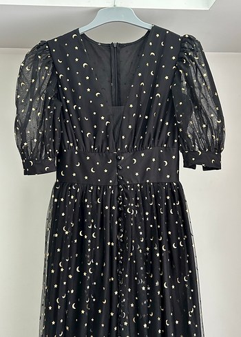 Siyah Uzun V Yaka Abiye Elbise - Görsel 4