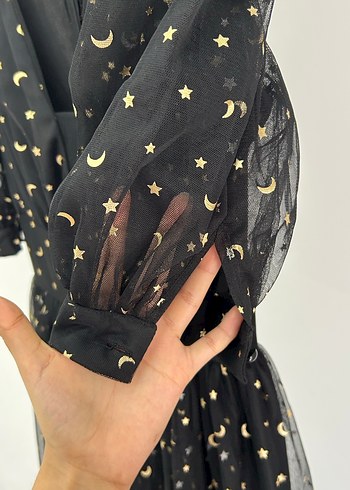 Siyah Uzun V Yaka Abiye Elbise - Görsel 6