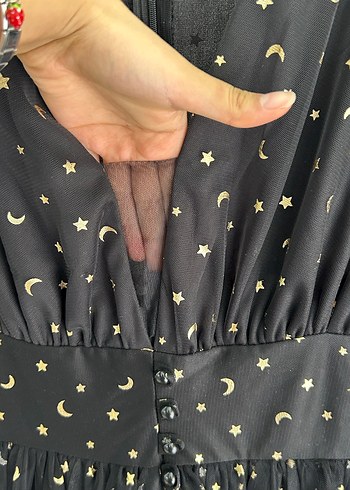 Siyah Uzun V Yaka Abiye Elbise - Görsel 5