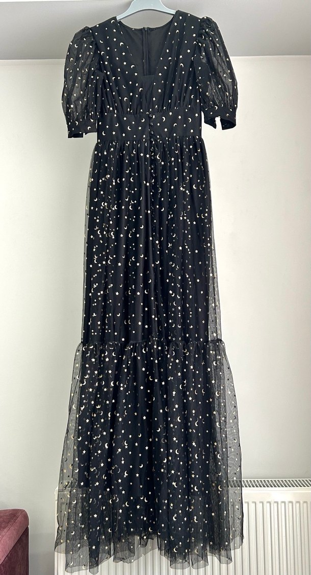 Siyah Uzun V Yaka Abiye Elbise - Görsel 2