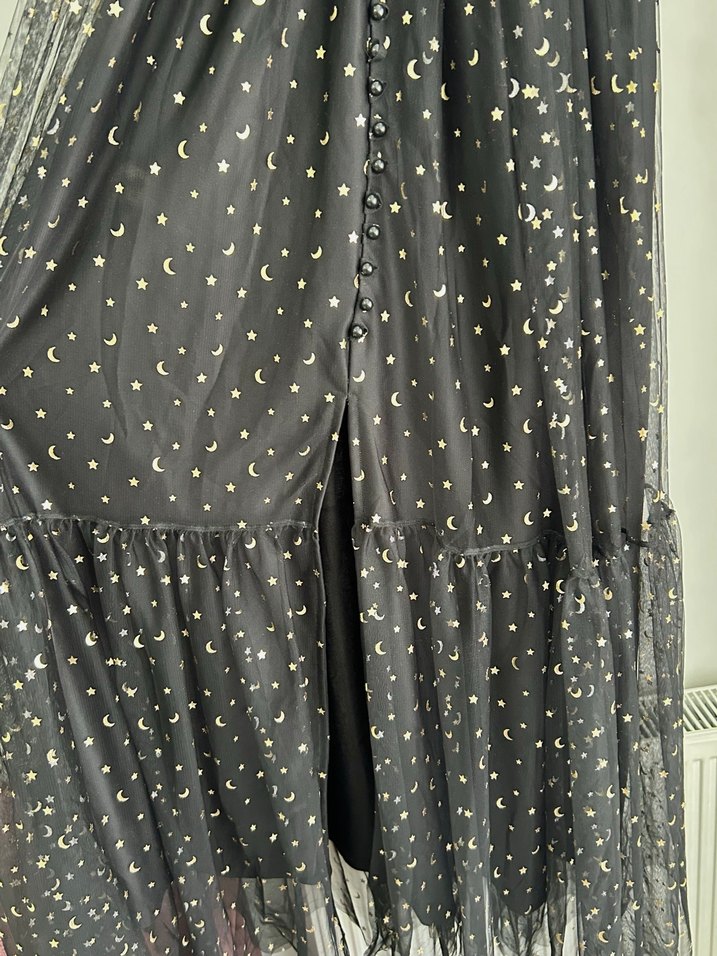 Siyah Uzun V Yaka Abiye Elbise - Görsel 3