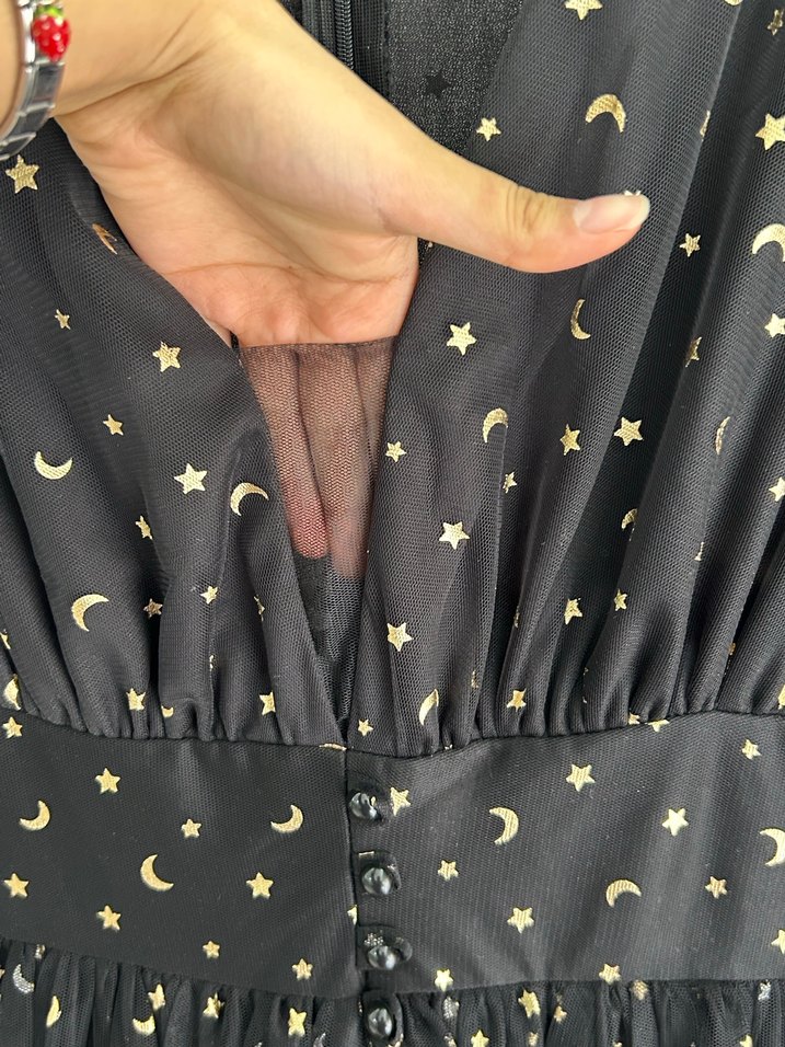 Siyah Uzun V Yaka Abiye Elbise - Görsel 5