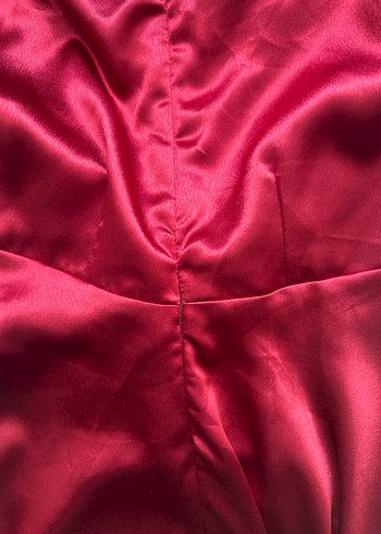 Bordo Saten Abiye Elbise - Görsel 7