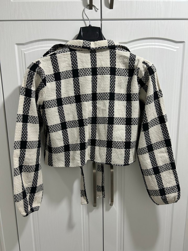 Kadın Ekoseli Crop Gömlek - Görsel 4