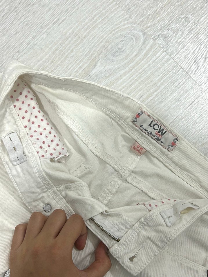 Beyaz Kadın Düşük Bel Pantolon - Görsel 4