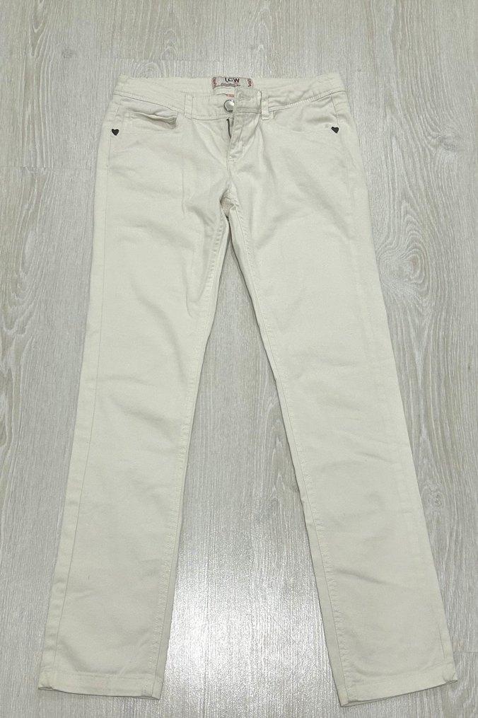 Beyaz Kadın Düşük Bel Pantolon - Görsel 3