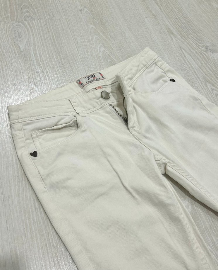 Beyaz Kadın Düşük Bel Pantolon - Görsel 2