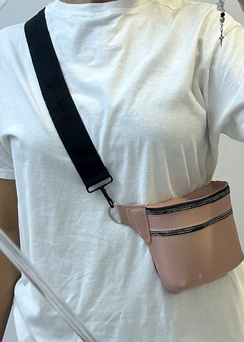 Pembe Deri Kemerli Kadın Çapraz Omuz-Bel Çanta - Görsel 8